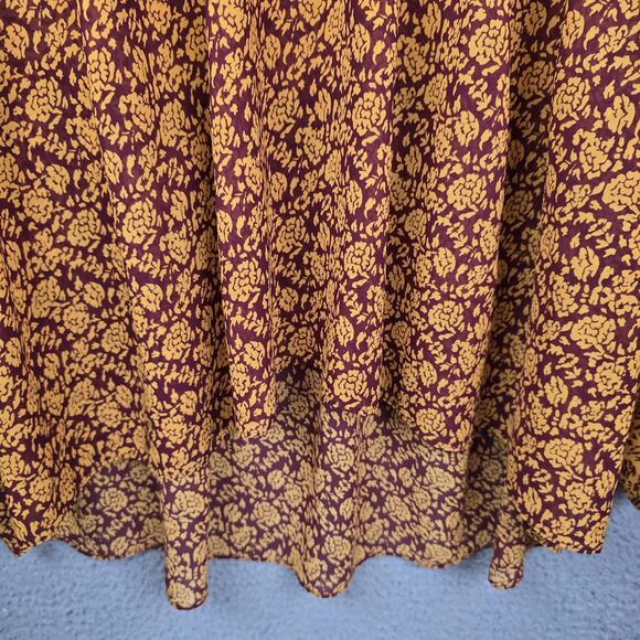 Lane Bryant Plus Boho Floral Blouse 18/20 Burgundy Mustard Yellow Trendy Flowy - Picture 9 of 10